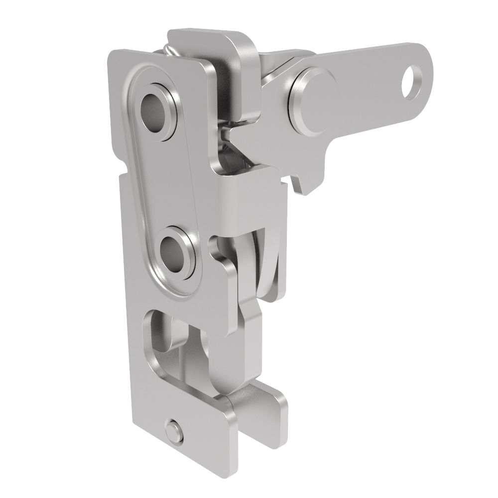 Southco Rotary Push-to-Close Latch, Small Size, Two Stage, Perpendicular Lever, M6 Thread, Stainless Steel, Passivate