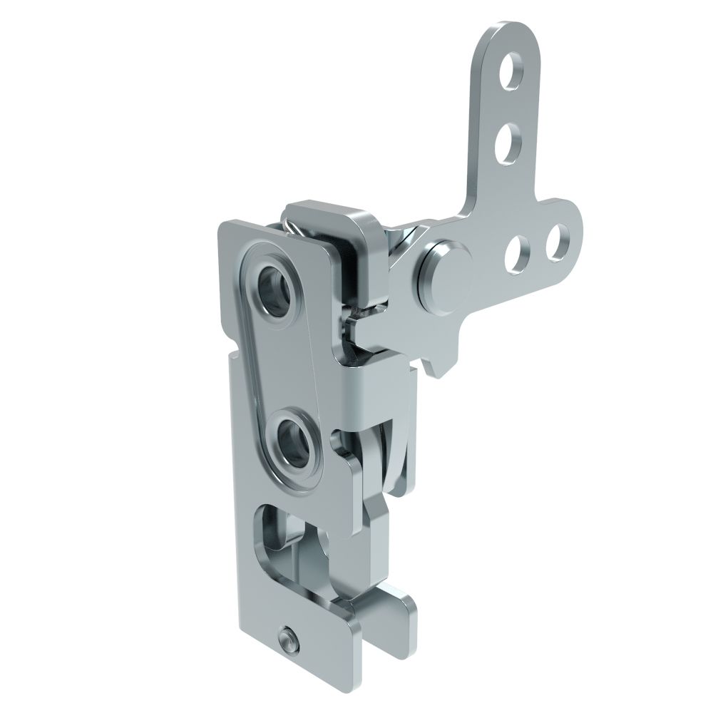 Southco Rotary Push-to-Close Latch, Small Size, Two Stage, 2-Point Lever, M6 Thread, Steel, Zinc Plate, Bright chromate