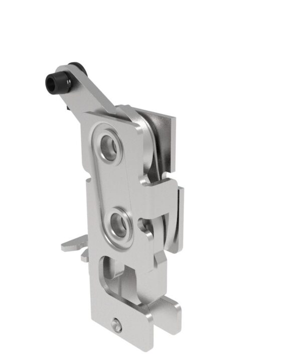 Southco Rotary Push-to-Close Latch, Small Size, Two Stage, with Integrated Cable Mounting Bracket, Bottom Trigger, M6 Thread, Stainless Steel, Passivated