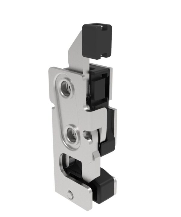 Southco Rotary Push-to-Close Latch, Small Size, Two Stage, with Integrated Bumper, Direct Trigger, M6 Thread, Stainless Steel, Passivated