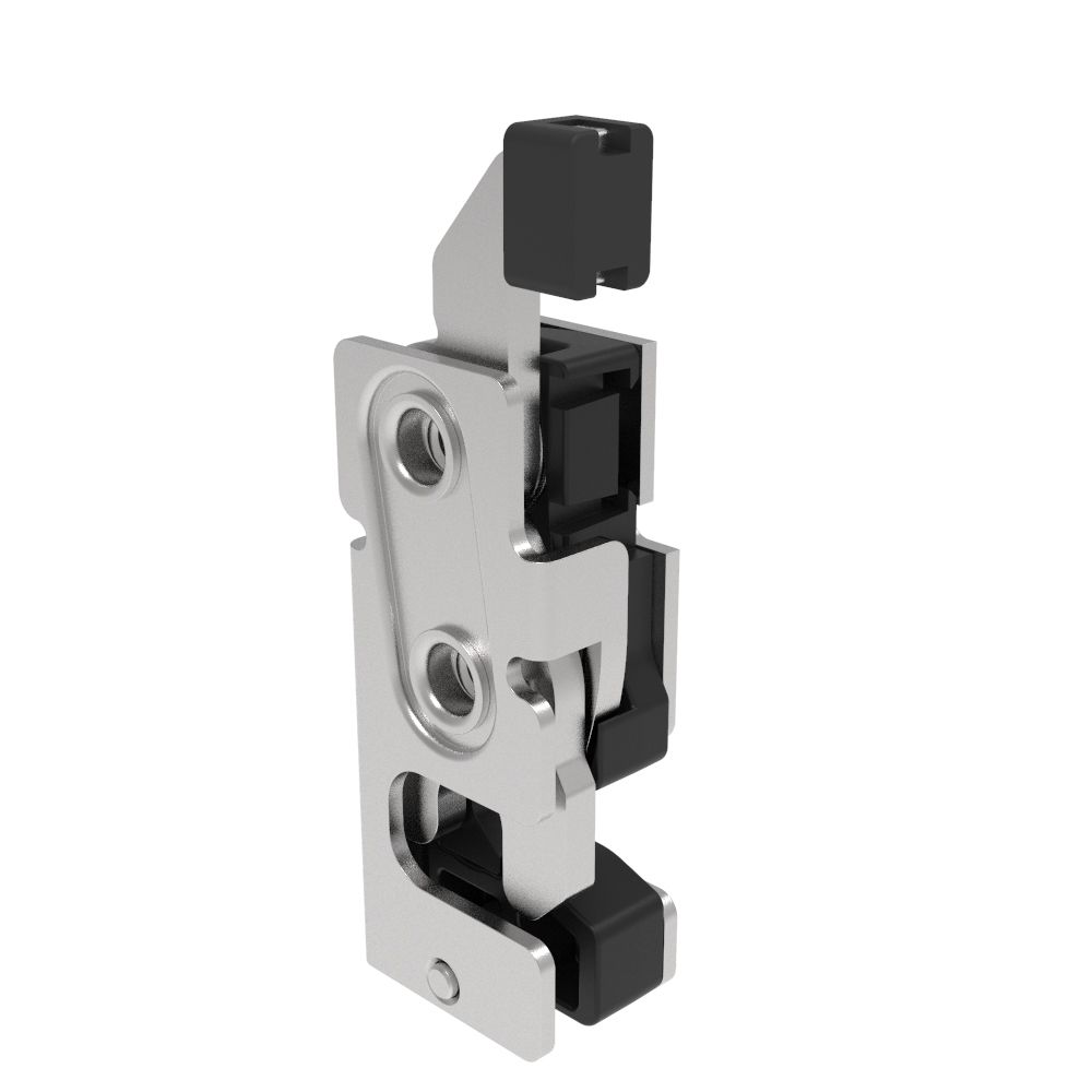 Southco Rotary Push-to-Close Latch, Small Size, Two Stage, with Integrated Bumper, Direct Trigger, M6 Thread, Stainless Steel, Passivated