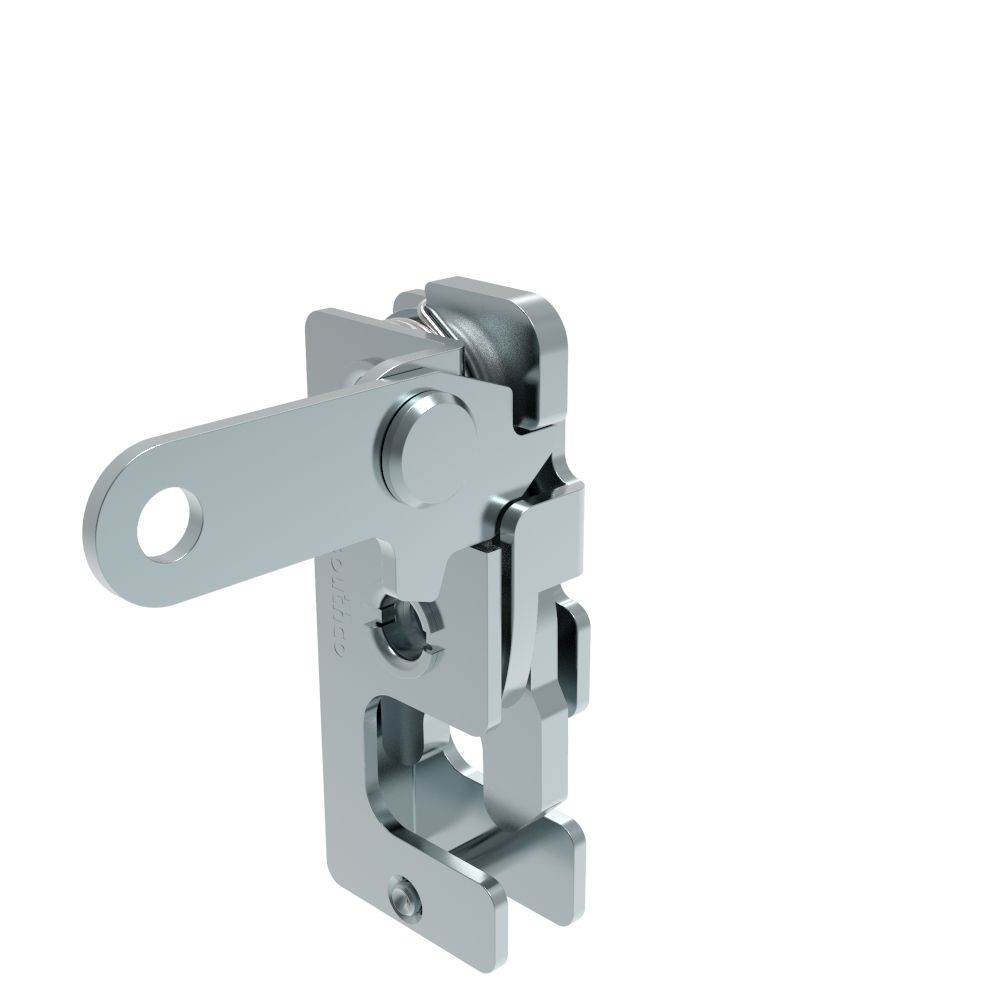 Southco Rotary Push-to-Close Latch, Small Size, Two Stage, Perpendicular Lever, 1/4-20 Thread, Steel, Zinc Plate, Bright chromate