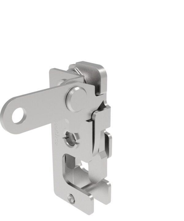 Southco Rotary Push-to-Close Latch, Small Size, Two Stage, Perpendicular Lever, 1/4-20 Thread, Stainless Steel, Passivate