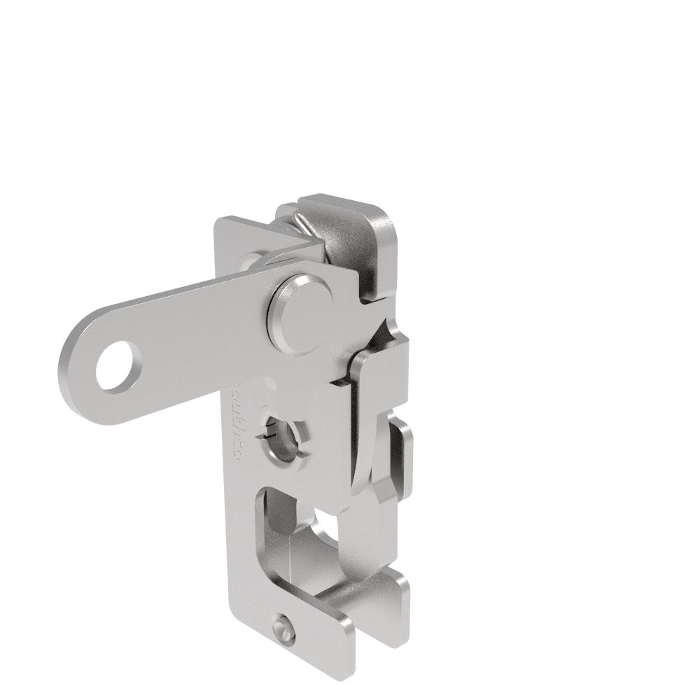Southco Rotary Push-to-Close Latch, Small Size, Two Stage, Perpendicular Lever, 1/4-20 Thread, Stainless Steel, Passivate
