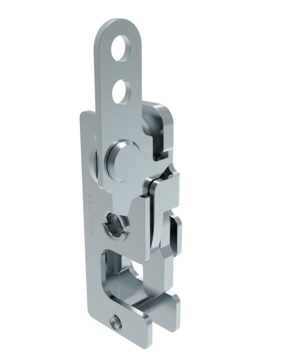Southco Rotary Push-to-Close Latch, Small Size, Two Stage, In-Line Lever, 1/4-20 Thread, Steel, Zinc Plate, Bright chromate