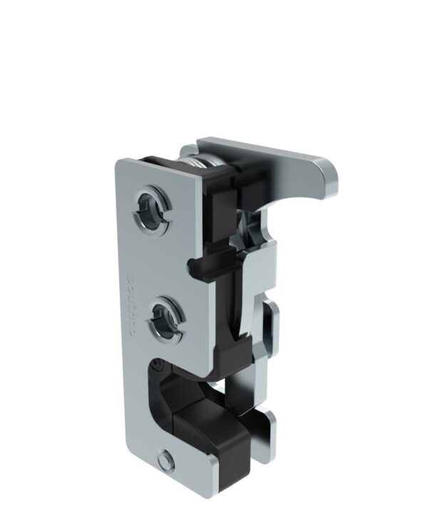 Southco Rotary Push-to-Close Latch, Two Stage, with Integrated Bumper, Hand Operated, 1/4-20 Thread, Steel, Zinc Plate, Bright chromate