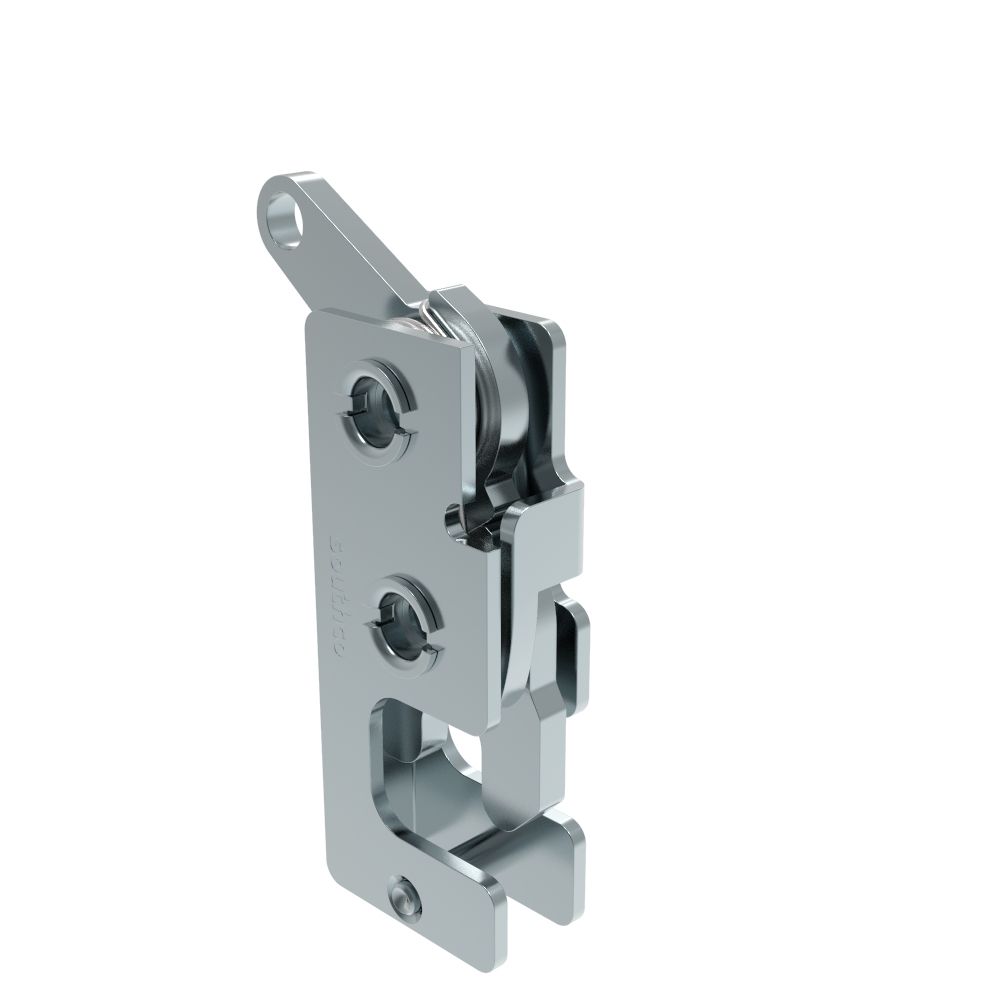 Southco Rotary Push-to-Close Latch, Small Size, Two Stage, Bottom Trigger, 1/4-20 Thread, Steel, Zinc Plate, Bright chromate