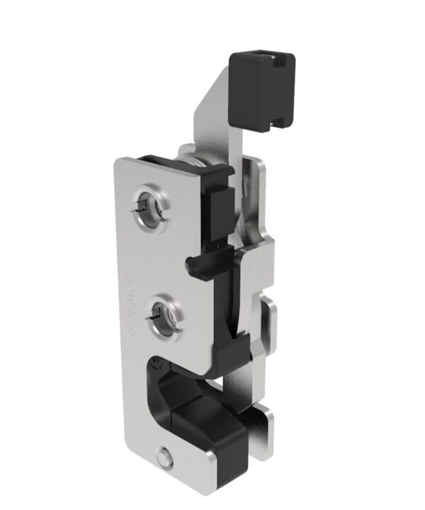Southco Rotary Push-to-Close Latch, Small Size, Two Stage, with Integrated Bumper, Direct Trigger, 1/4-20 Thread, Stainless Steel, Passivated