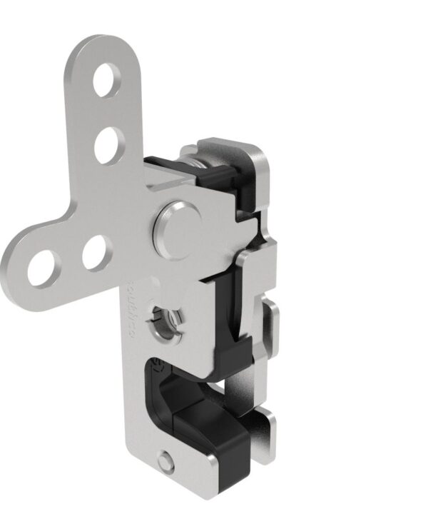 Southco Rotary Push-to-Close Latch, Small Size, Two Stage, with Integrated Bumper, 2-Point Trigger, M6 Thread, Stainless Steel, Passivated
