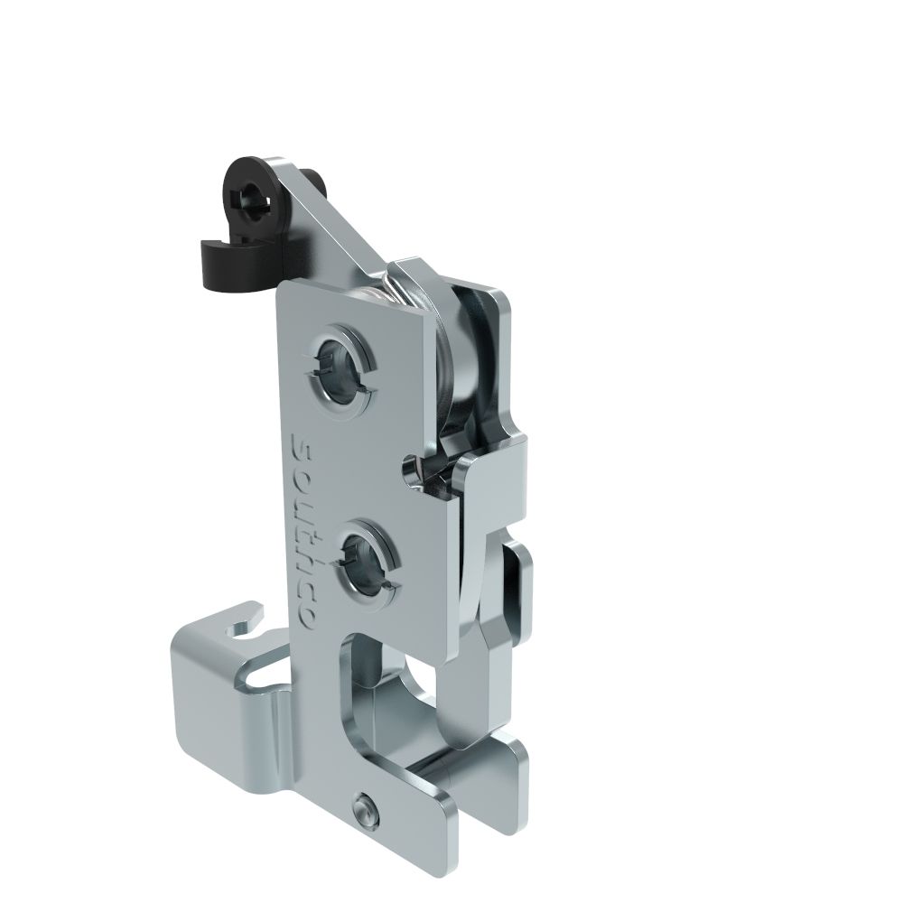 Southco Rotary Push-to-Close Latch, Small Size, Two Stage, with Integrated Cable Mounting Bracket, Bottom Trigger, M6 Thread, Steel, Zinc Plate, Bright chromate