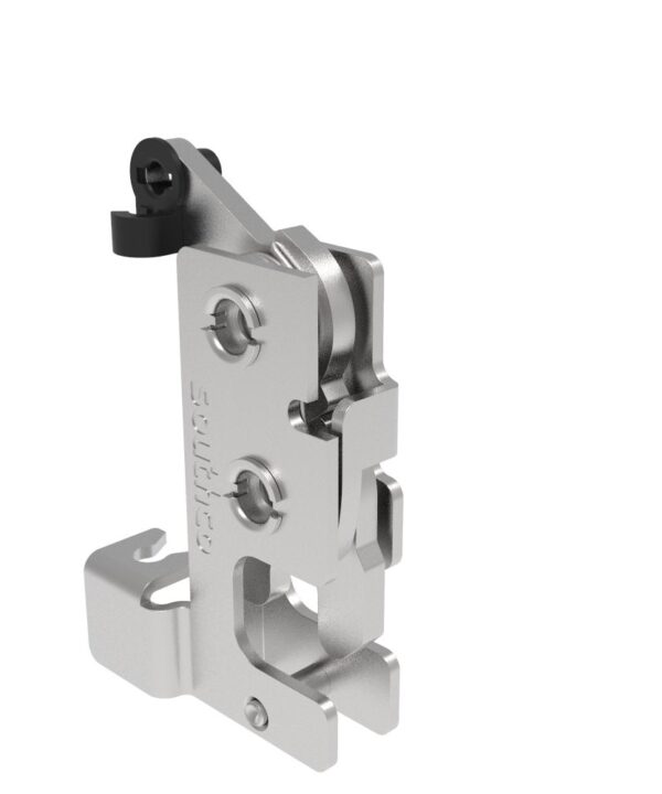 Southco Rotary Push-to-Close Latch, Small Size, Two Stage, with Integrated Cable Mounting Bracket, Bottom Trigger, M6 Thread, Stainless Steel, Passivated