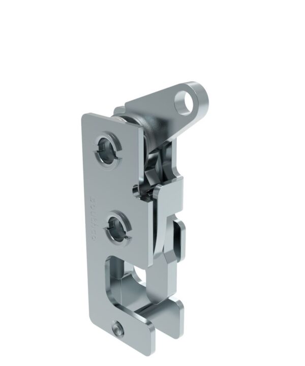 Southco Rotary Push-to-Close Latch, Small Size, Two Stage, Top Trigger, M6 Thread, Steel, Zinc Plate, Bright chromate