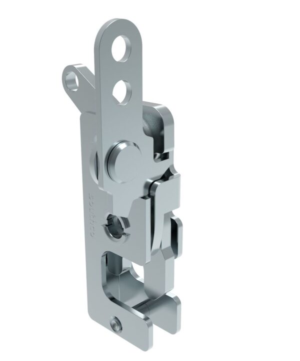 Southco Rotary Push-to-Close Latch, Small Size, Two Stage, with Standard, Dual Trigger, In-line / Bottom Trigger, M6 Thread, Steel, Zinc Plate, Bright chromate