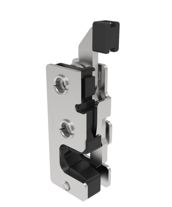 Southco Rotary Push-to-Close Latch, Small Size, Two Stage, with Integrated Bumper, Direct Trigger, M6 Thread, Stainless Steel, Passivated
