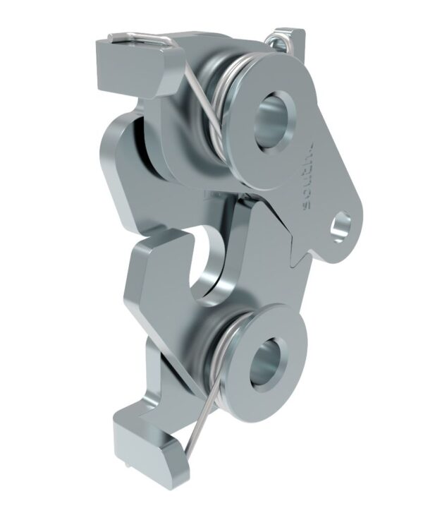 Southco Rotary Push-to-Close Latch, Medium Size, Bottom Trigger, 8.3 mm (.33 in) Through Hole, Steel, Zinc Plate, Bright chromate