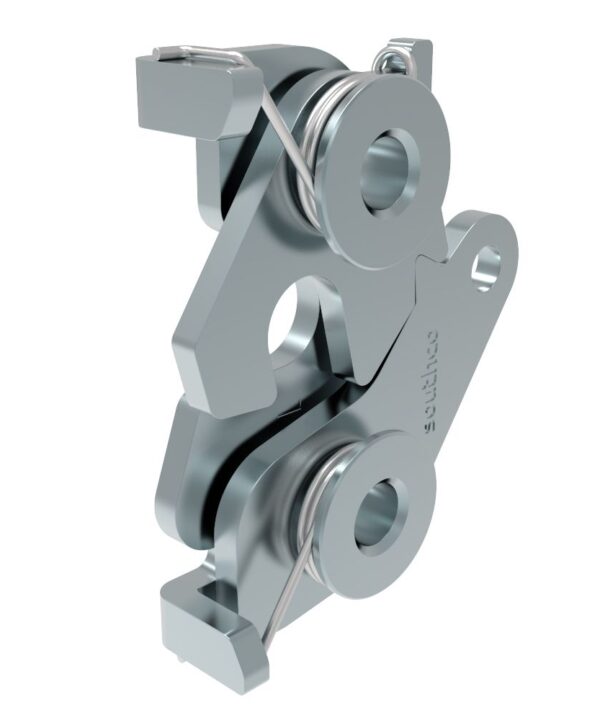 Southco Rotary Push-to-Close Latch, Medium Size, Bottom Trigger, 8.3 mm (.33 in) Through Hole, Steel, Zinc Plate, Bright chromate