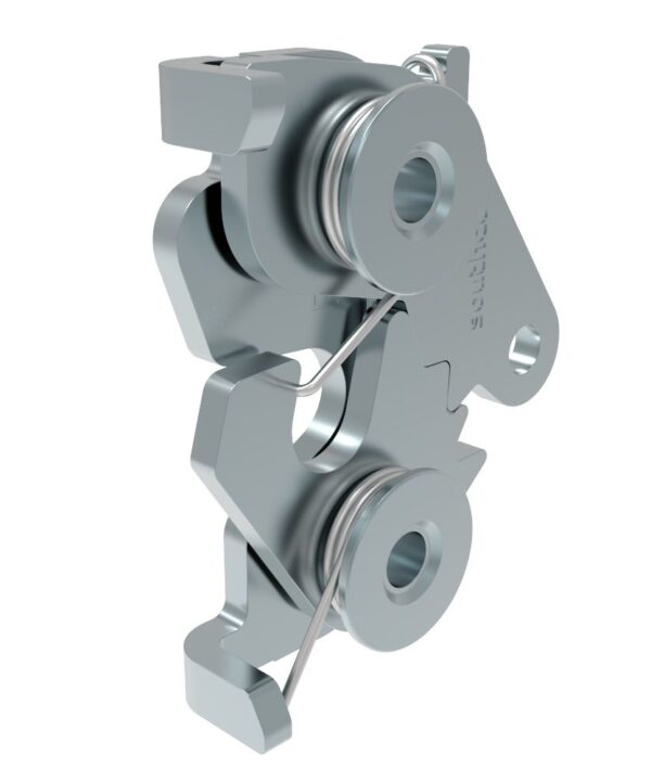 Southco Rotary Push-to-Close Latch, Medium Size, Bottom Trigger, 8.3 mm (.33 in) Through Hole, Steel, Zinc Plate, Bright chromate