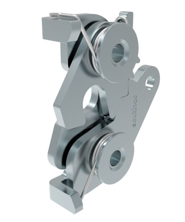 Southco Rotary Push-to-Close Latch, Medium Size, Bottom Trigger, 8.3 mm (.33 in) Through Hole, Steel, Zinc Plate, Bright chromate