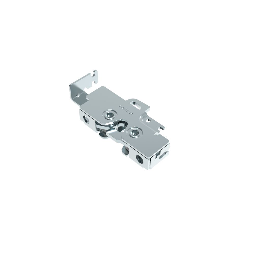 Southco Rotary Push-to-Close Latch, Medium Size, Single Stage, Bottom Trigger, Integrated Cable Mounting Bracket (for cable with spring), 1/4-20 Thread, Steel, Zinc Plate, Bright Chromate