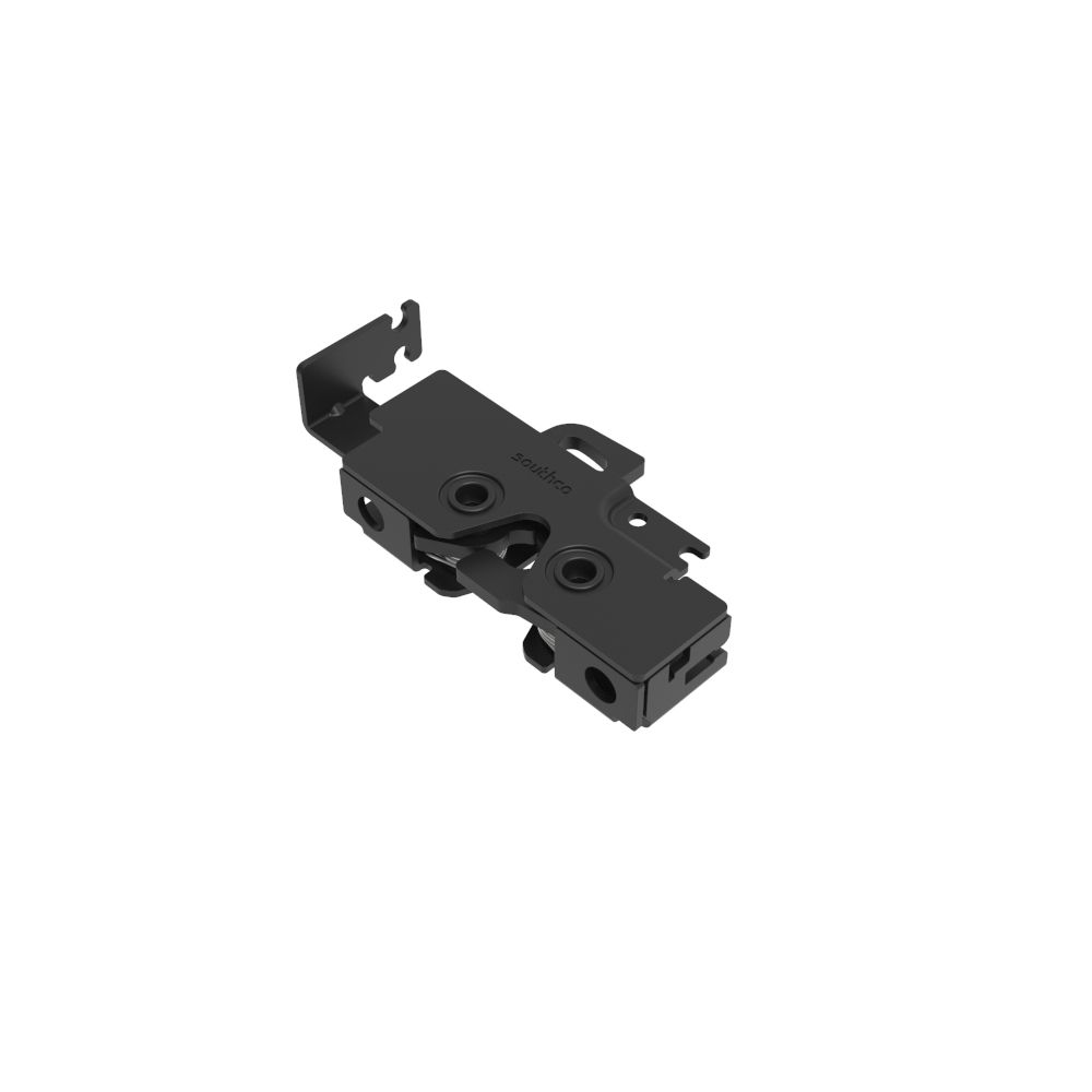 Southco Rotary Push-to-Close Latch, Medium Size, Single Stage, Bottom Trigger, Integrated Cable Mounting Bracket (for cable with spring), 1/4-20 Thread, Steel, Zinc Nickel