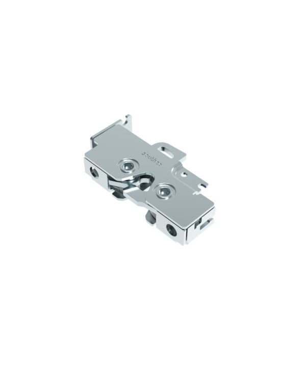 Southco Rotary Push-to-Close Latch, Medium Size, Single Stage, Bottom Trigger, Integrated Cable Mounting Bracket (for cable without spring), 6.7 mm Thru, Steel, Zinc Plate, Bright Chromate