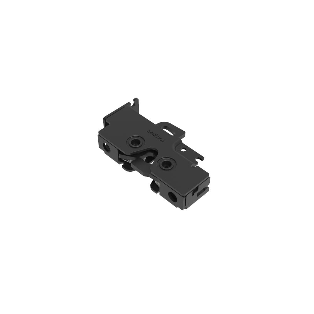 Southco Rotary Push-to-Close Latch, Medium Size, Single Stage, Bottom Trigger, Integrated Cable Mounting Bracket (for cable without spring), 6.7 mm Thru, Steel, Zinc Nickel