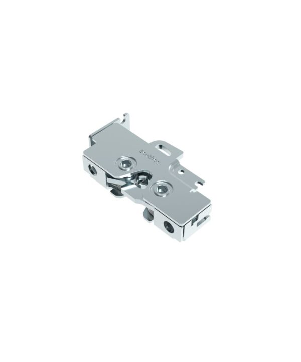 Southco Rotary Push-to-Close Latch, Medium Size, Single Stage, Bottom Trigger, Integrated Cable Mounting Bracket (for cable without spring), Integrated Bumper, 1/4-20 Thread, Steel, Zinc Plate, Bright Chromate