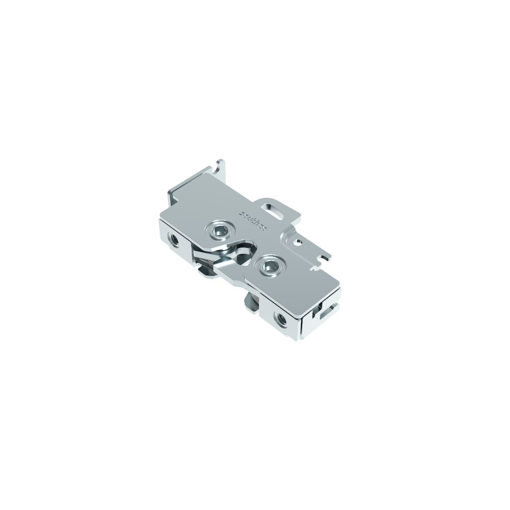 Southco Rotary Push-to-Close Latch, Medium Size, Single Stage, Bottom Trigger, Integrated Cable Mounting Bracket (for cable without spring), Top Mount, Steel, Zinc Plate, Bright Chromate