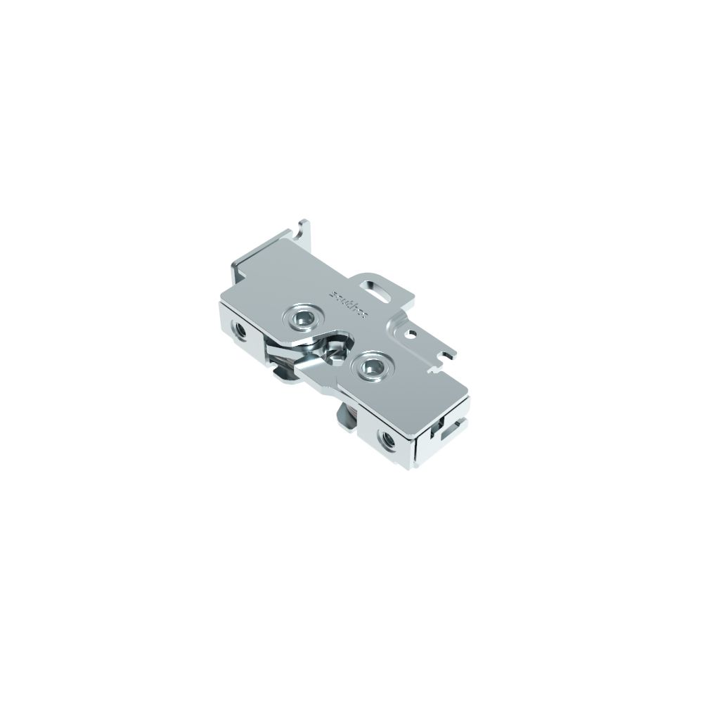 Southco Rotary Push-to-Close Latch, Medium Size, Single Stage, Bottom Trigger, Integrated Cable Mounting Bracket (for cable without spring), Integrated Bumper, Top Mount, Steel, Zinc Plate, Bright Chromate