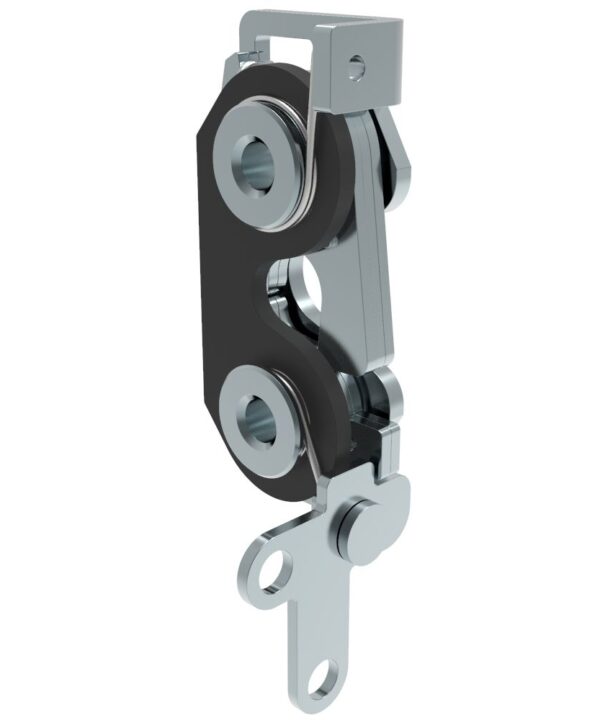 Southco Rotary Push-to-Close Latch, Large Size, Single Stage with Bumper, 2-Point, 1/4-20 Thread, Steel, Zinc Plate, Bright Chromate, Bright