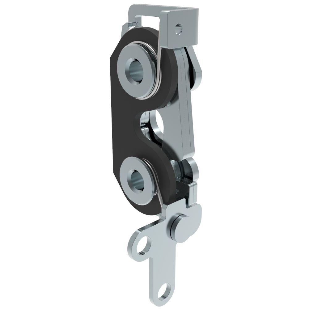Southco Rotary Push-to-Close Latch, Large Size, Two Stage with Bumper, 2-Point, 1/4-20 Thread, Steel, Zinc Plate, Bright Chromate, Bright