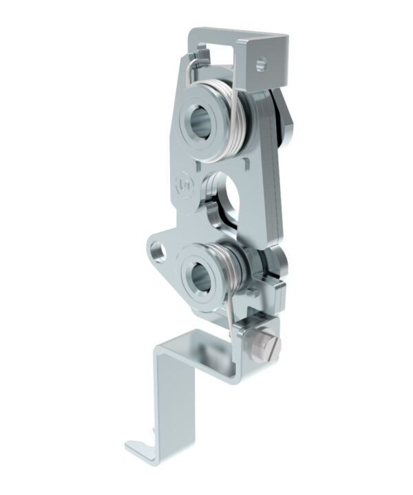 Southco Rotary Push-to-Close Latch, Large Size, Single Stage, Bottom with bracket, 1/4-20 Thread, Steel, Zinc Plate, Bright Chromate, Bright