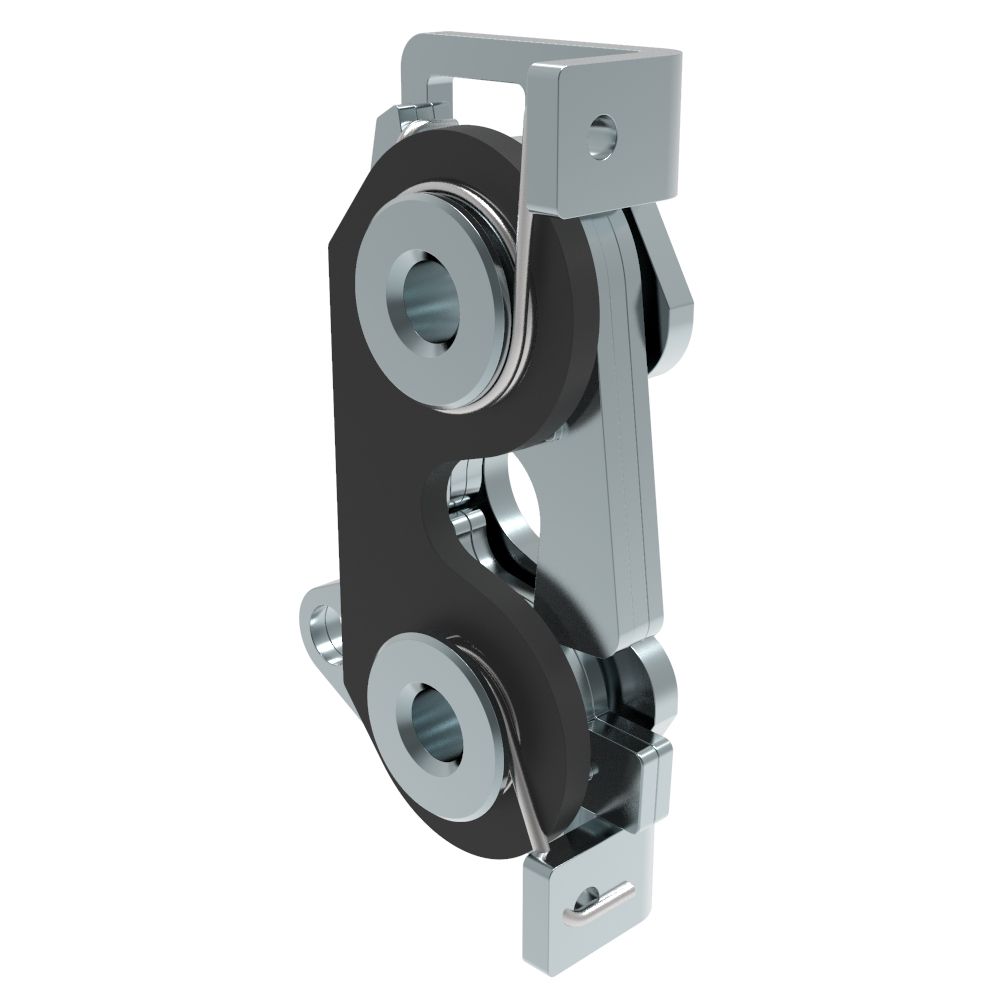 Southco Rotary Push-to-Close Latch, Large Size, Two Stage with Bumper, Bottom, 6.7 mm Thru, Steel, Zinc Plate, Bright Chromate, Bright