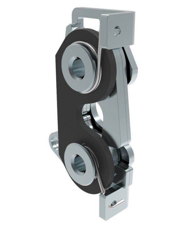 Southco Rotary Push-to-Close Latch, Large Size, Single Stage with Bumper, Bottom, M6 Thread, Steel, Zinc Plate, Bright Chromate, Bright