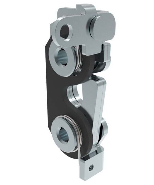 Southco Rotary Push-to-Close Latch, Large Size, Single Stage with Bumper, Perpendicular, M6 Thread, Steel, Zinc Plate, Bright Chromate, Bright