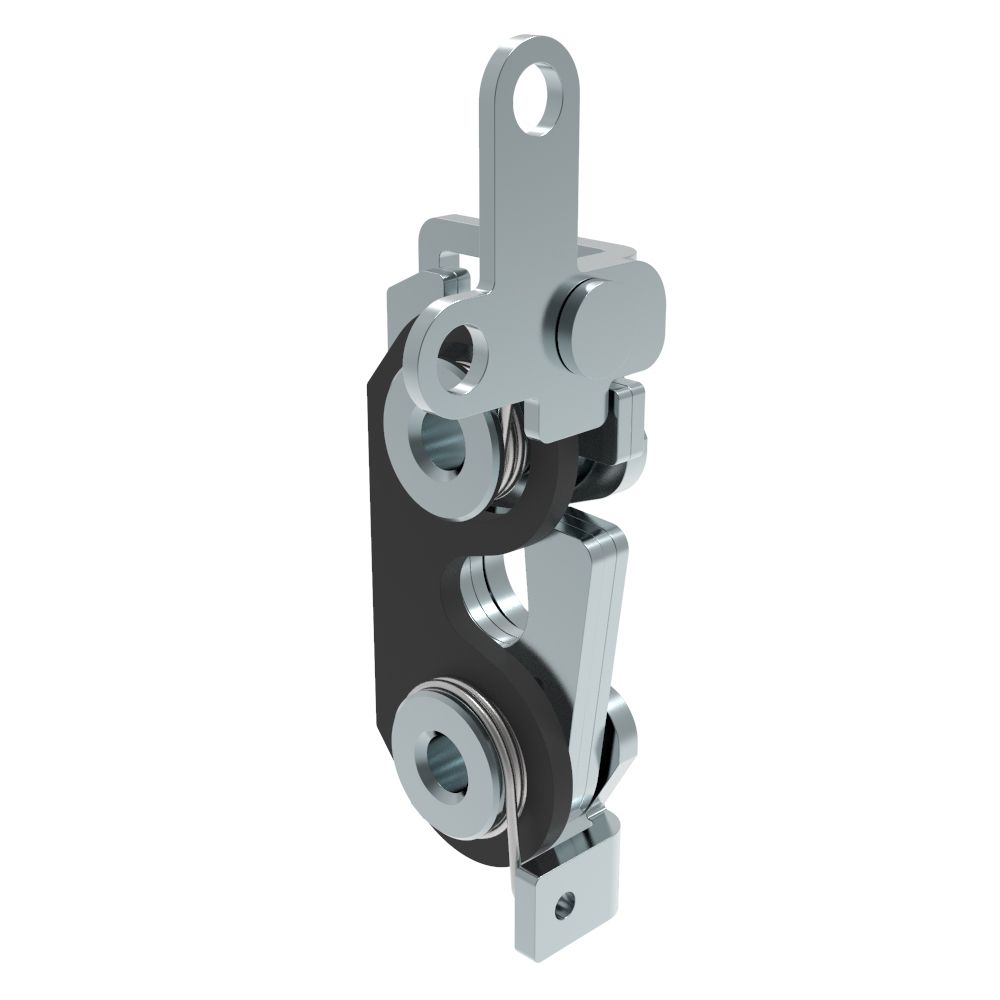 Southco Rotary Push-to-Close Latch, Large Size, Single Stage with Bumper, 2-Point, 6.7 mm Thru, Steel, Zinc Plate, Bright Chromate, Bright