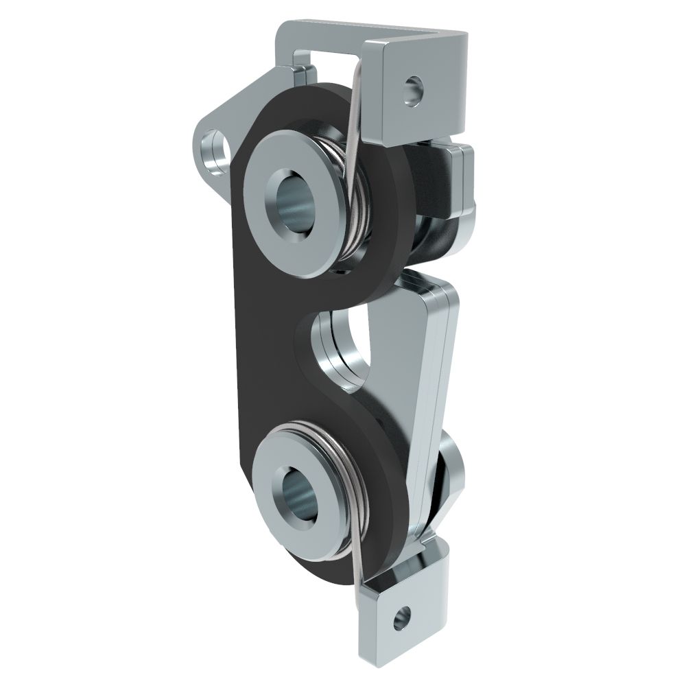 Southco Rotary Push-to-Close Latch, Large Size, Two Stage with Bumper, Bottom, M6 Thread, Steel, Zinc Plate, Bright Chromate, Bright