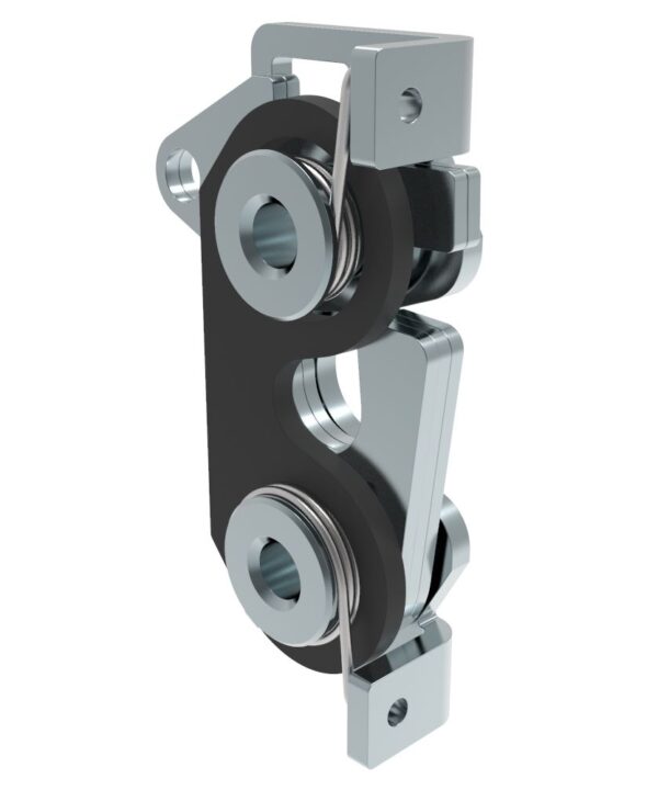 Southco Rotary Push-to-Close Latch, Large Size, Two Stage with Bumper, Bottom, 1/4-20 Thread, Steel, Zinc Plate, Bright Chromate, Bright