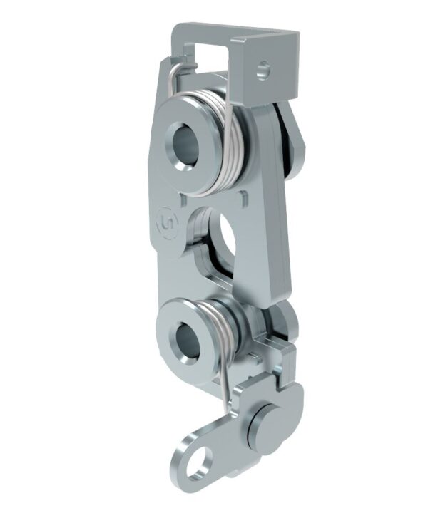 Southco Rotary Push-to-Close Latch, Large Size, Two Stage, Perpendicular Lever, 6.7 mm Through Hole, Steel, Zinc Plate, Bright chromate