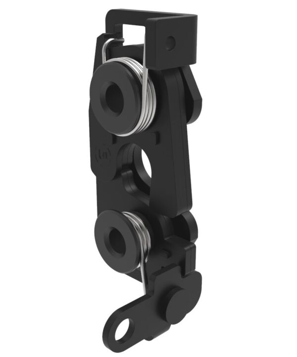 Southco Rotary Push-to-Close Latch, Large Size, Two Stage, Perpendicular Trigger, M6 Thread, Steel, Zinc Nickel, Black