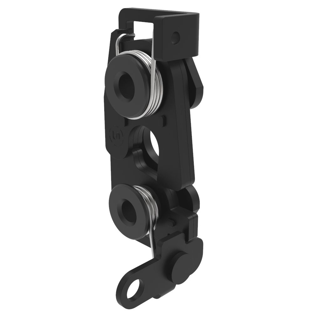 Southco Rotary Push-to-Close Latch, Large Size, Two Stage, Perpendicular Trigger, M6 Thread, Steel, Zinc Nickel, Black