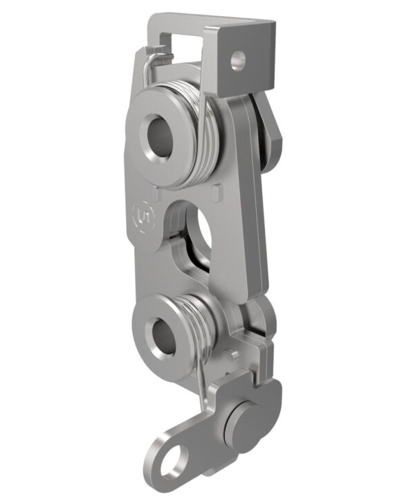 Southco Rotary Push-to-Close Latch, Large Size, Two Stage, Perpendicular Lever, M6 X 1 Thread, Stainless Steel, Passivated, Natural