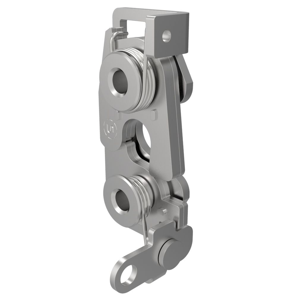 Southco Rotary Push-to-Close Latch, Large Size, Two Stage, Perpendicular Lever, 6.7 mm Through Hole, Stainless Steel, Passivated, Natural