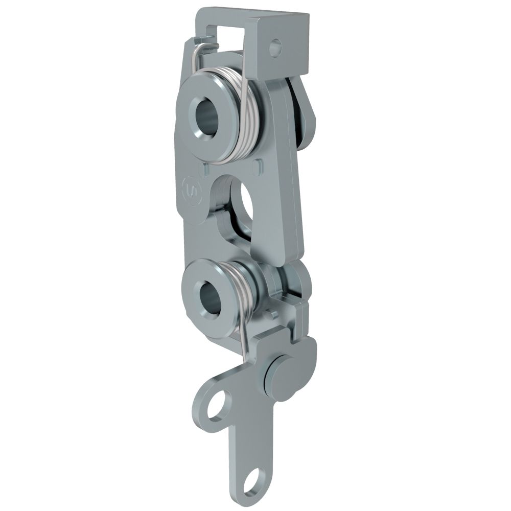 Southco Rotary Push-to-Close Latch, Large Size, Two Stage, 2-Point Lever, 1/4-20 Thread, Steel, Zinc Plate, Bright chromate