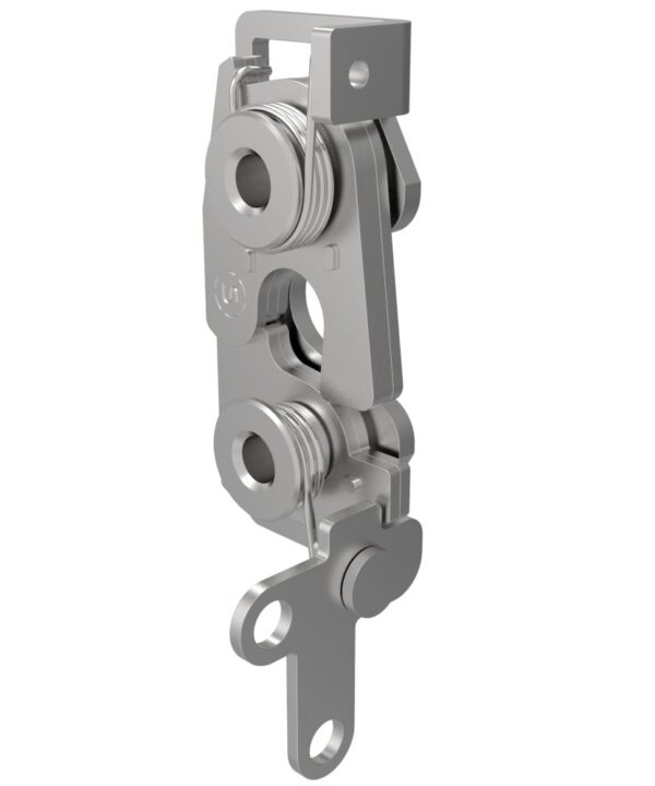 Southco Rotary Push-to-Close Latch, Large Size, Two Stage, Two Point Lever, 6.7 mm Through Hole, Stainless Steel, Passivated, Natural