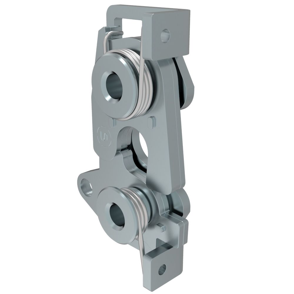 Southco Rotary Push-to-Close Latch, Large Size, Single Stage, Bottom Trigger, 6.7 mm Thru Hole, Steel, Zinc Plate, Bright Chromate