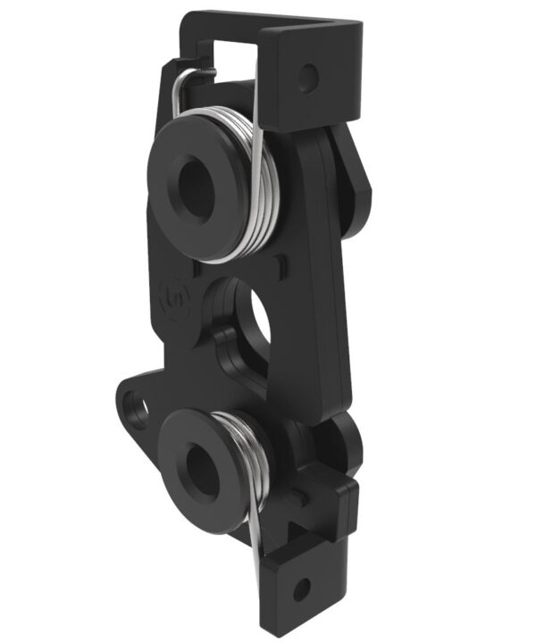 Southco Rotary Push-to-Close Latch, Large Size, Single Stage, Bottom Trigger, M6 Thread, Steel, Zinc Nickel, Black