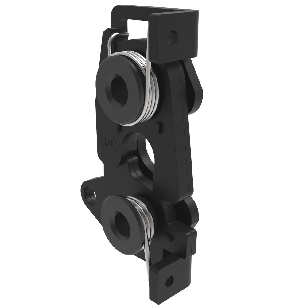 Southco Rotary Push-to-Close Latch, Large Size, Single Stage, Bottom Trigger, M6 Thread, Steel, Zinc Nickel, Black