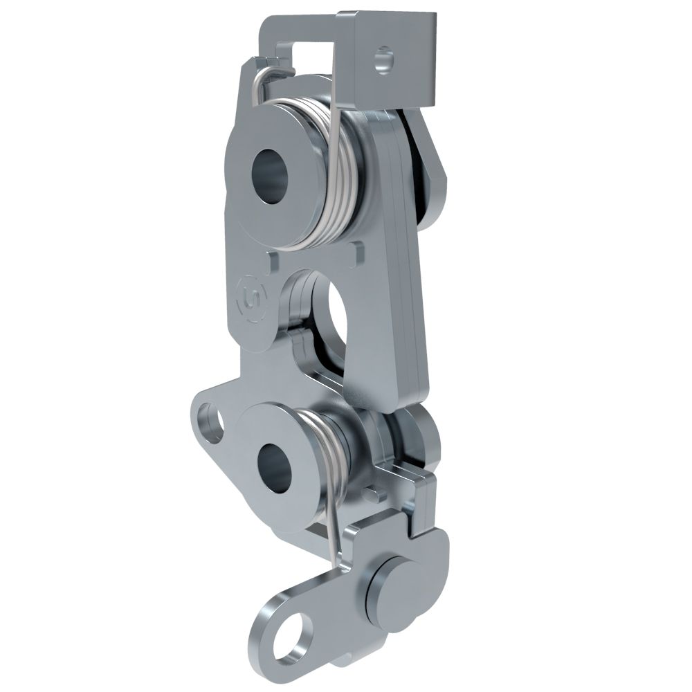 Southco Rotary Push-to-Close Latch, Large Size, Single Stage, Dual Trigger, Perpendicular / Bottom, M6 X 1 Thread, Steel, Zinc Plate, Bright Chromate