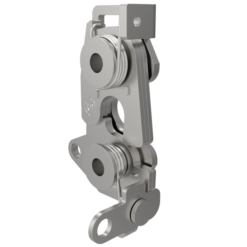 Southco Rotary Push-to-Close Latch, Large Size, Single Stage, Dual Trigger, Perpendicular / Bottom, M6 X 1 Thread, Stainless Steel, Passivated, Natural